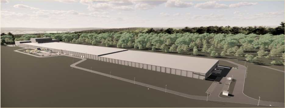 Portobello Group officials have announced the construction of a 895,000 square foot facility in Baxter,  Tennessee, projected to be completed by Q4 2022.  Above:  Architectural rendering of the proposed facility.