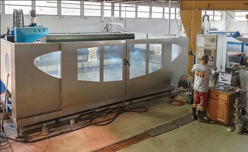 A demanding production schedule that averages 30 kitchens per month keeps Arch City’s craftsmen and their Brembana CNC machine busy.