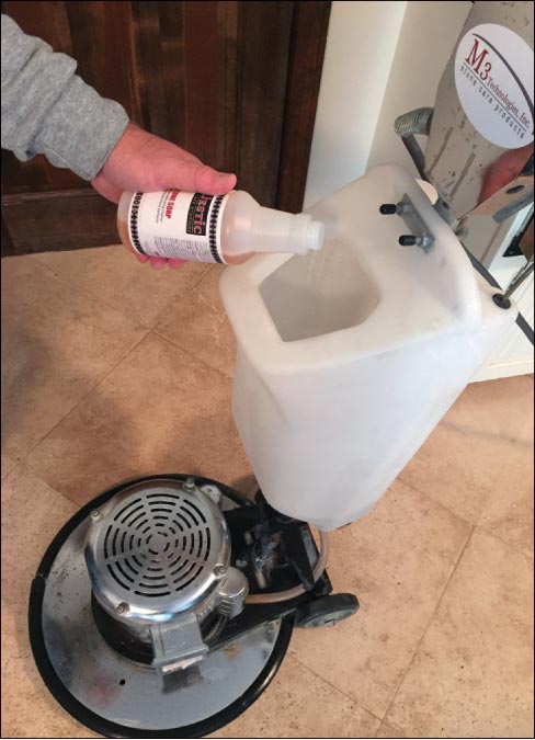 Be aware that seasonal changes in temperature will make a difference in how you handle concrete polishing steps like rinsing and buffing. A little Stone Soap in your solution tank will help extend diamond life and clean up slurry.