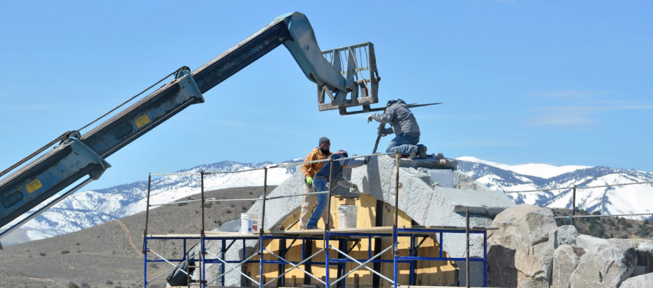 Fitting the keystone.
