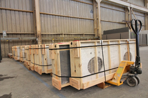 Fox Hensley produces finished jobs for large accounts, like the vanities ready to ship out.