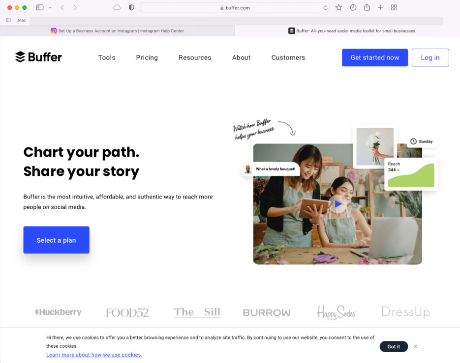 Buffer is an online tool used to upload updates to your social media accounts.