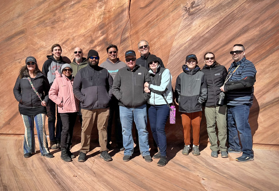 Dr. Fred Hueston (Center) and 2023 Tile and Stone Inspection class visit the Las Vegas Quarry.
