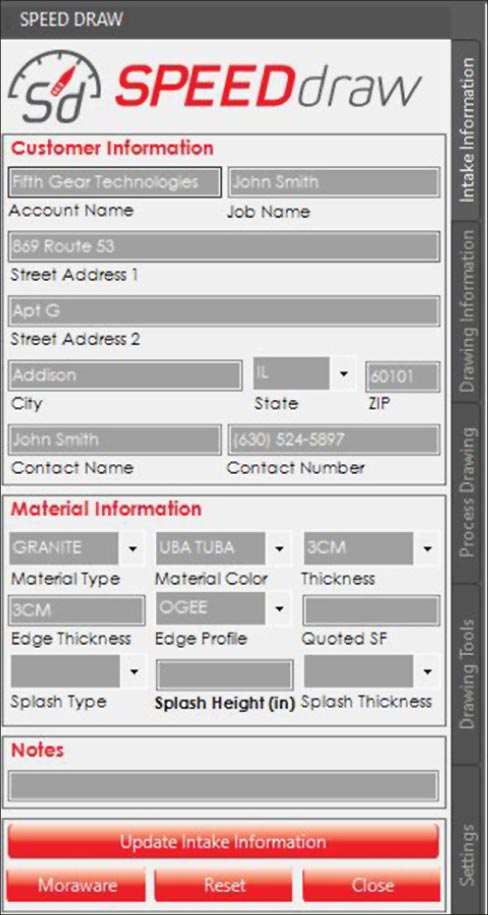 SPEEDLabel will convert your CAD drawing into individual labels for each countertop part with only two clicks, producing project labels in less than one minute when using the companion software SPEEDdraw.