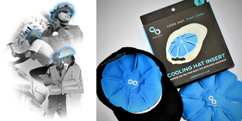 Chiller Body —a custom freezing gel pad insert that invisibly tucks inside most headwear