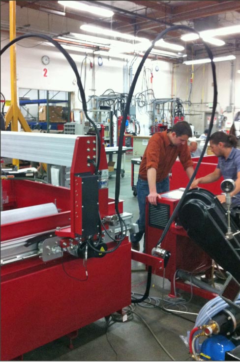 OMEX Maxiem waterjet on  the production line.