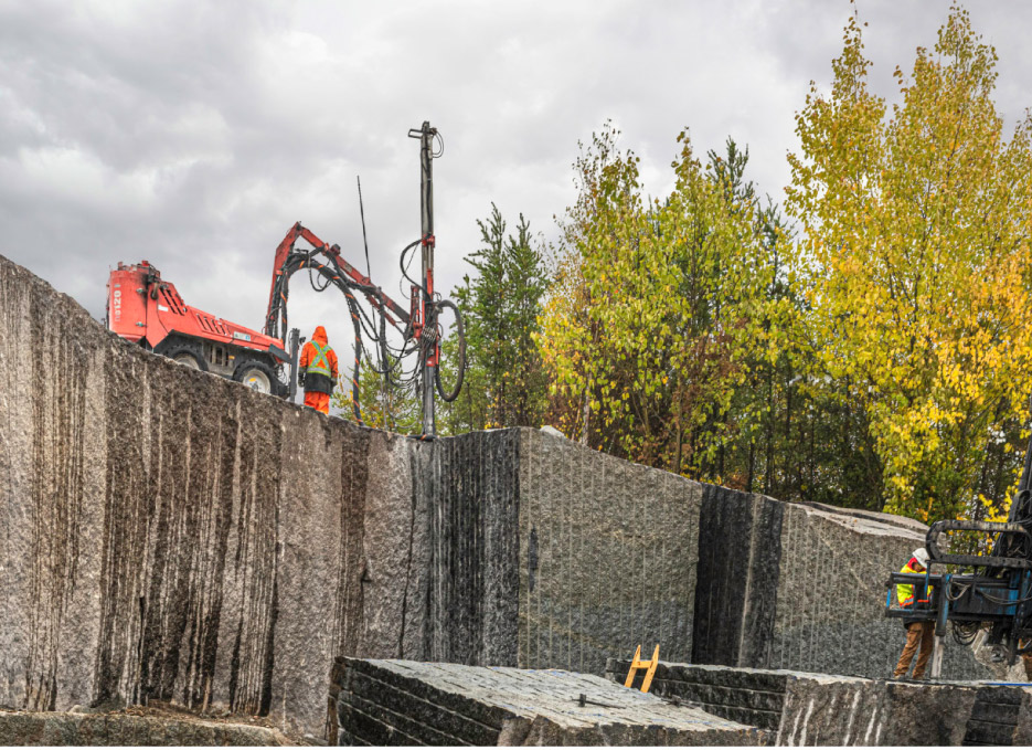 One thing Goldberg was inspired by was the drill marks that occur during the quarrying process. He thought they could make for a visually intriguing texture and would allow him to show how the stone was the by-product of the quarry.    Photo by Brad J. Goldberg