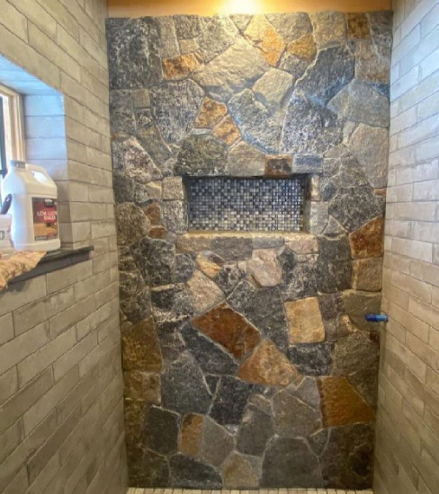 Mosaic accent wall using CT Blend, by JJ Stone and Masonry. 