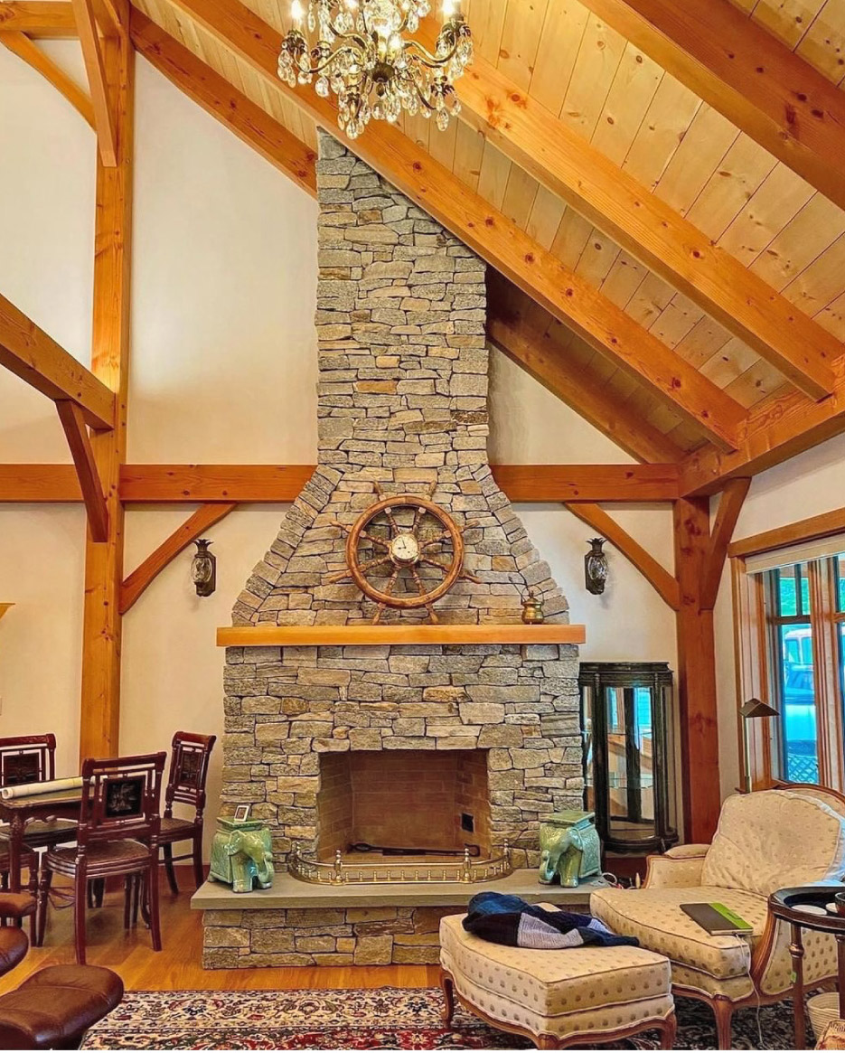 Fireplace designed with Connecticut Blend Ledgestone.