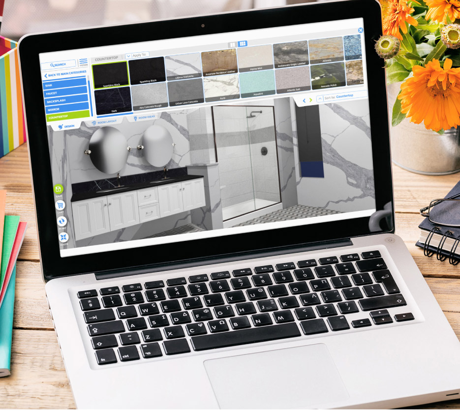 The Quote Countertops bathroom visualizer is another facet of the app that kitchen and Bath outlets can use to design bathroom remodels.