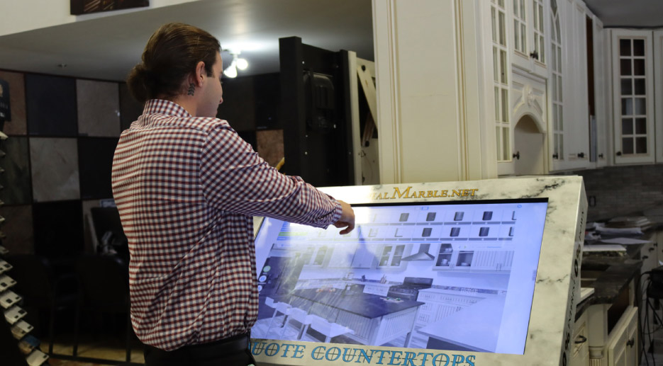 The Quote Countertops Kitchen visualizer allows in-house designers and web shoppers at home to experiment with stone colors and effects.