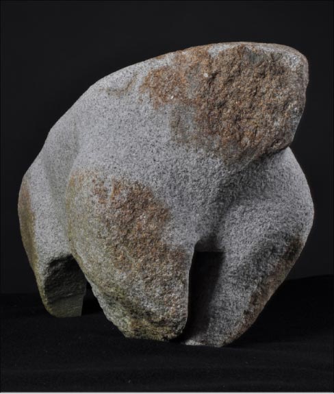  “Ucci Bear,” a protective gargoyle-style sculpture, minimally carved out of a found granite boulder, Pittston, Maine.