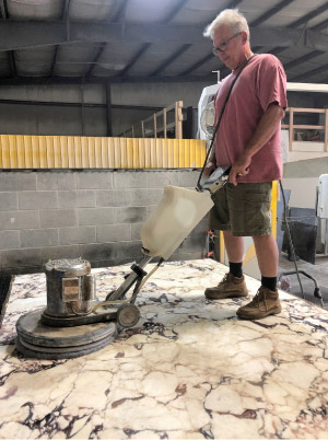 Using the floor machine 3 feet off the ground was the primary concern, for safety reason. This operation can be dangerous. You can see the accumulated grime in this photo.