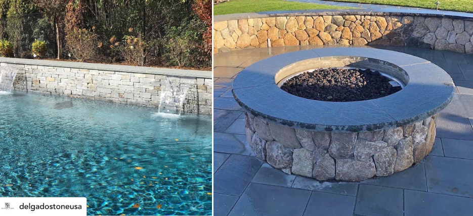 Firepit designed by Cranberry Landscape, with materials provided by Stonewood Products.