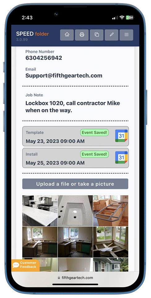 The new SPEEDfolder is a simple and free solution for photo capture, job organization, and Google Calendar integration.
