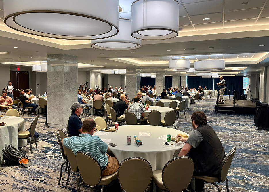 Conference participants at the benchmarking presentation. Conference goals were fostering the exchange of knowledge, collaborations, and growth within the stone industry.