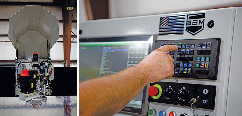 Right: Operators can program their PALADIN to remember specific commands, improving productivity with one touch of a button.   Left: Looking “under the hood.” All wires, tubing, valves etc., are kept safely hidden from dust and slurry by easily removed covers.
