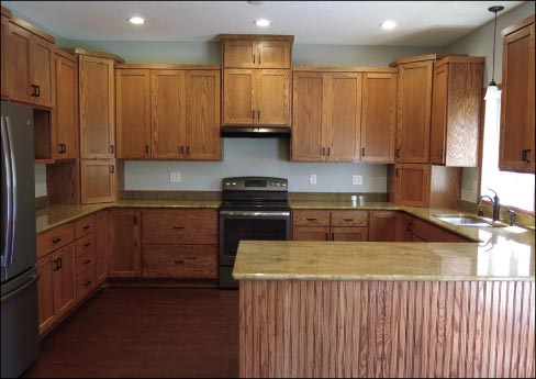 Golden Sparkle granite countertop project fabricated and installed for the Homeward Bound project, in collaboration with Century College.