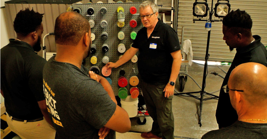 Dr Fred discusses diamond abrasives with class at the SurpHaces Learning Center in Melbourne, FL.