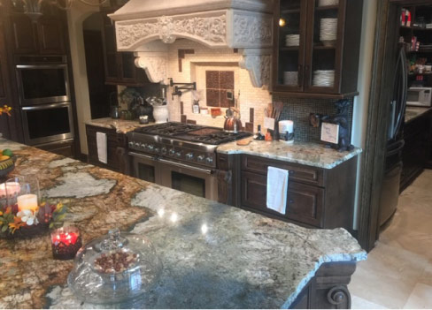 Atlas granite kitchen designed and fabricated for a Parade of Homes custom build project. 